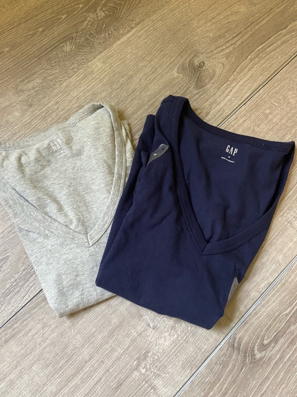 GAP V-Neck Tees in Navy (NWT) and Heather Gray